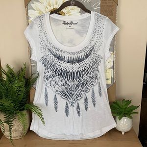 LUCKY BRAND White Dream Catcher Graphic Tee XS NEW!